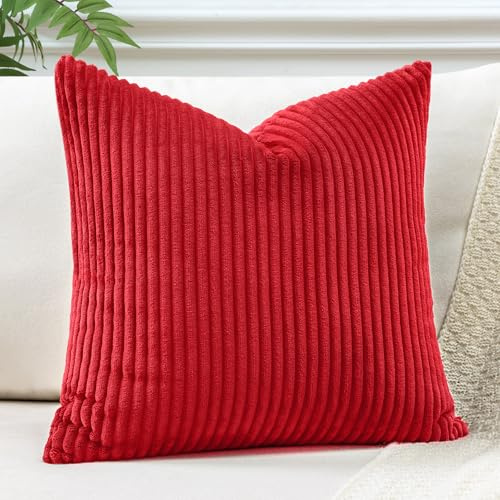 JOTOM 1 Stück Cord Kissenbezug Kissenhülle Dekorative Zierkissen Sofakissen Couchkissen Dekokissen Zierkissenbezug Deko Kissenbezüge für Sofa Wohnzimmer (60x60cm, Rot)