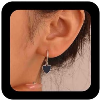 Enautoabs Boucles D'oreilles Vintage En Forme De Coeur Noir Boucles D'oreilles Pendantes En Plaqué Or Boucles D'oreilles En Forme De Coeur Pour Femmes