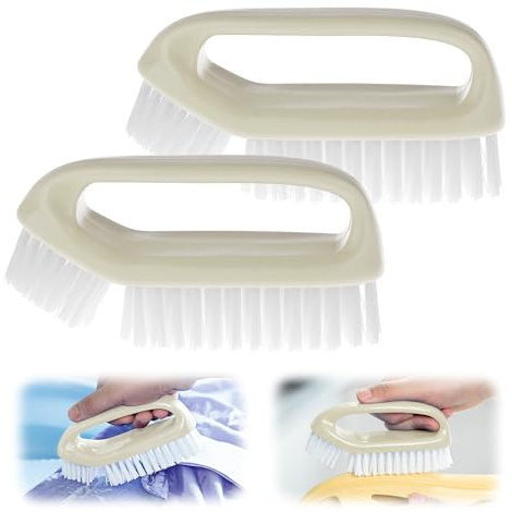 2 Pack Scrub Brush for Cleaning Scrubbing Heavy Duty Stiff Nylon Bristles Cleaning Brush Multi-Purpose (White-2)