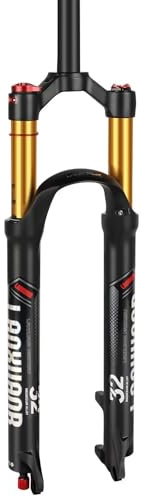 LANXUANR 26/27,5/29 Zoll Mountainbike Gabel. Rückpralleinstellung. Gerade Gabelschaft/Konisches Gabelschaft Luftfederung, 100 mm Federweg, 9 mm Achse, Scheibenbremsen