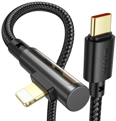 mcdodo USB C auf Lightning Kabel 90 Grad 36W 1,2m transparent - Schnellladekabel & Datenkabel für iPhone 14/13/12/11/XS/XR/X/8/8 Plus, iPad Pro, iPad Air, iPad mini, AirPods Pro