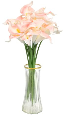 sourcing map 20pcs Artificial Calla Lily Fake Silk Flowers Bouquet Real Touch for Home Garden Wedding Party Decoration, Light Pink