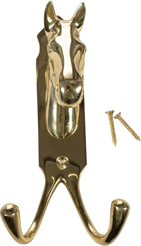 HKM Pferdekopf-Halterung mit doppelten Haken, Messing, One Size