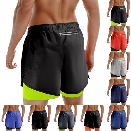 RUITOTP Herren Laufshorts 2 in 1 Shorts Gym Athletic Shorts Outdoor Marathon Workout Trainingsshorts