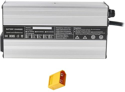 Caricabatterie per batterie al piombo 12V 10A/24V 7A/36V 5A/48V 4A/60V 3A/72V 2.5A Caricabatterie per carrelli elevatori Caricabatterie da 240W con display LCD Connettore per la ricarica di batterie