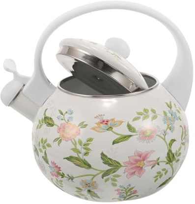 TOYZFRIENDY Bouilloire En Émail 2,2l Maison Et Cuisinière, Bouilloire à Eau Épaissie Compatible Induction Et Gaz, Théière Vintage Pour Fête Et Préparation De Thé