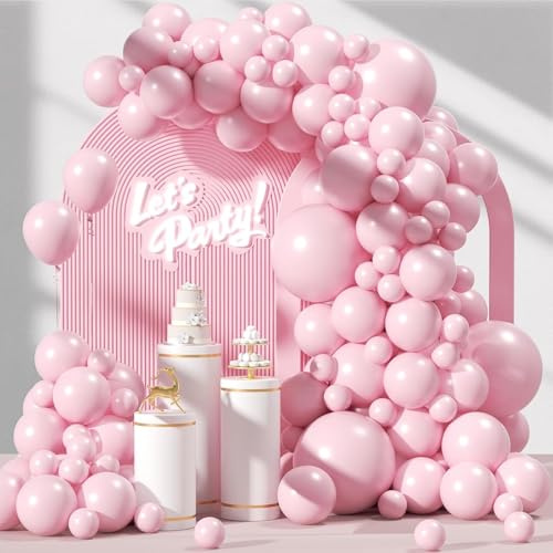 Luftballon Girlande Rosa, 129 Stück Rose Luftballons Girlande Set, Hellrosa Latexballons für Girlanden Bögen Geburtstag Babypartys Hochzeitstage Abschlussfeiern Dekoration (18/12/10/5 Zoll)