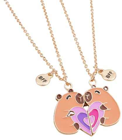 YUVKIN 2 Stück Beste Freundinnen Halskette BFF Herz Hände Passende Ketten, Capybara Freundschaftskette mit Capybara Anhänger (für 2 Mädchen)