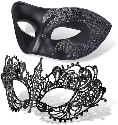 SIQUK 2 Stück Venezianischen Masquerade Maske Paar Maskerade Masken Damen Herren Venezianischen Maske für Halloween Karneval Party Kostüm