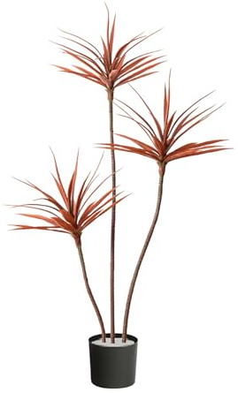 Árbol de yuca artificial Dracaena, planta de seda sintética de tacto real en maceta para interiores, oficina, hogar, sala de estar, decoración de patio