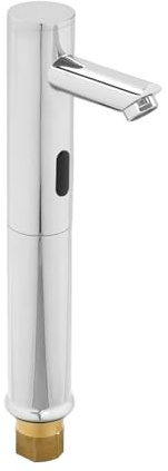 Rubinetto a infrarossi, miscelatore per lavabo senza contatto, rubinetto sensore automatico cromato design cilindrico moderno, mani libere igieniche per bagno cucina, risparmio idrico, altezza 26,5 cm