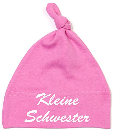 Schnoschi Babymütze in pink mit Kleine Schwester hochwertig Bestickt/gestickt
