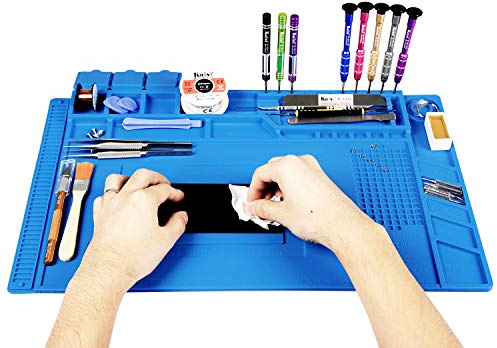 Kaisi Heat Insulation Silicone Repair Mat with Scale Ruler and Screw Position for Soldering Iron, Phone and Computer Repair Size:17.7 x 11.8 Inches