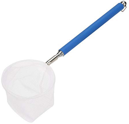 Pssopp Fangnetz Shrimp Net Fischnetz für Aquarium Aquarium Kescher Net Tragbares Fangnetz Einstellbares Mini Fischernetz mit Teleskopstangen Griff (Blau Rundes Netz)