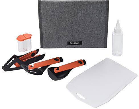 Fire-Maple Set di Utensili da Cucina Campeggio Kit Portatile 6 Pezzi con Pinze Pieghevoli, Spatola, Cucchiaio Attrezzatura Esterno Essenziale per Backpacking,Bushcraft,Campeggio,Pesca,BBQ e Viaggi