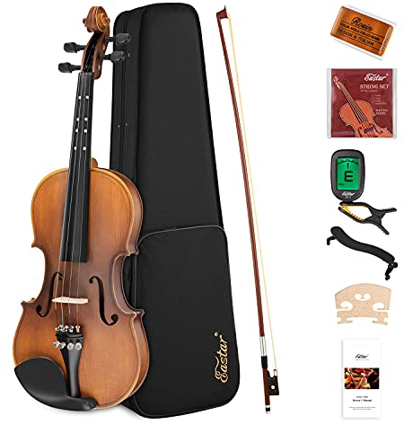 Eastar 4/4 Violinenset in voller Größe, matte Violine für Anfänger und Erwachsene mit Hartschalenkoffer, Schulterstütze, Bogen, Stimmgerät und zusätzlichen Saiten