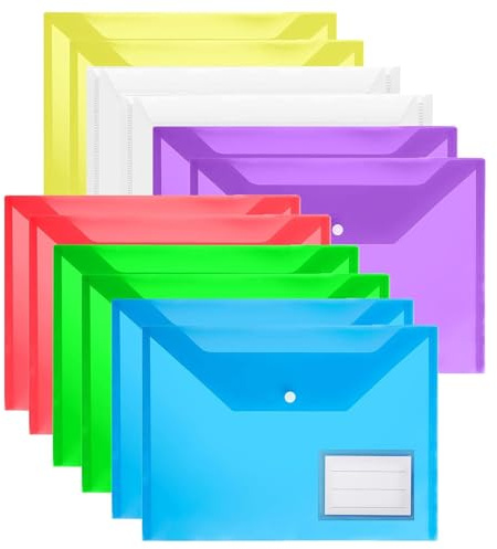 36Pack Plastic Wallets Folders - A4 Plastic Folders Document Folder Wallet Popper Wallets with Label Pocket, Assorted