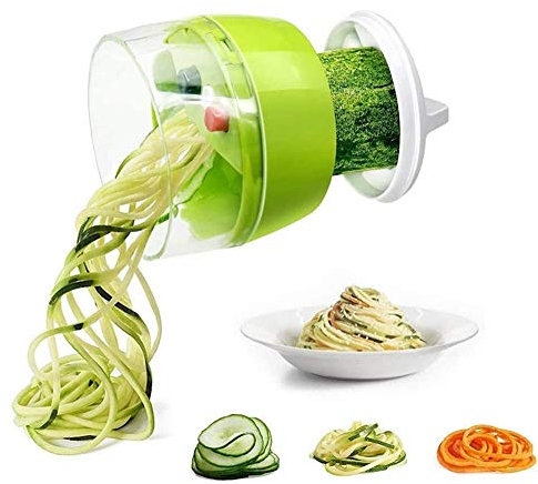 zaizai Trancheuse De Spiraliseur De Légumes, Coupe-Légumes 4 en 1 Spiraliseur, Spiraleur De Poche Réglable Courgettes Nouilles Et Légumes Pâtes Et Spaghettis