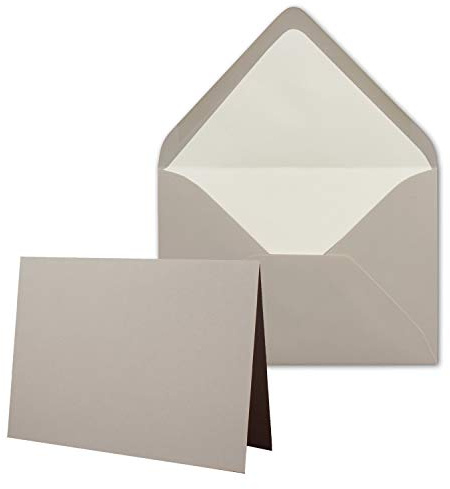 25 x Kartenpaket mit gefütterten Brief-Umschlägen - gerippt - DIN A6/C6 - Taupe - 10,5 x 14,8 cm - Nassklebung - NEUSER PAPIER