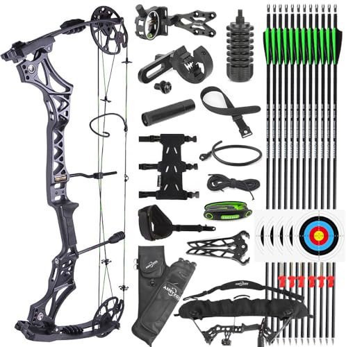 MILAEM Bogenschießen Compound Bogen Jagdbogen 30-70lbs Einstellbarer Sportbogen Erwachsener Bogen Außenaufnahmen Ziel Übung (Type2-Schwarz)