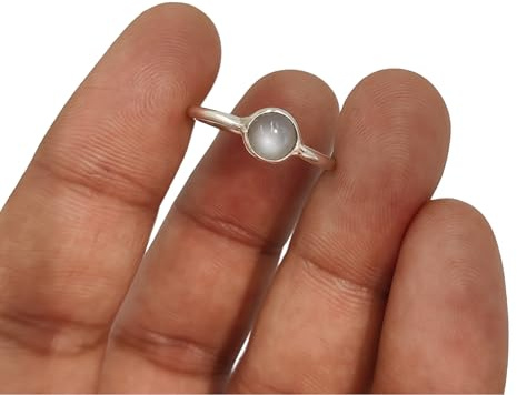 Bague en argent perle naturelle 6 MM ronde perle d'eau douce blanche pierre précieuse en argent Sterling 925 bijoux de pierre de naissance de juin (Pearl)
