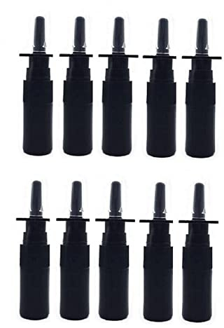 CMJ 10 x 5 ml de plástico negro aerosol nasal vacía botella recargable fina niebla bronceado rociado vendedor Reino Unido