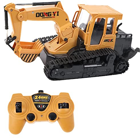 ENGINS DE CHANTIER - Camion Pelleteuse à Chenille - Véhicules d'Interventions - 094323 - Jaune - Plastique - 1/18 - Véhicule Télécommandé - Prêt À Rouler - Travaux - Jouet Enfant - À partir de 3 ans