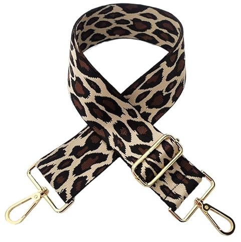 PTNKUIIY Taschengurt Verstellbar Schulterriemen für Taschen 80-130cm mit Karabiner Leopard Muster 5cm Breit Schultergurt Trageriemen Umhängegurt DIY Zubehör für Tasche Handtaschen für Damen,Beige