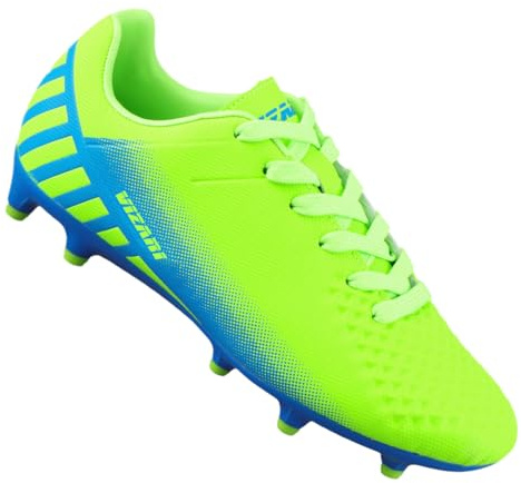 Vizari Santos Firm Ground - Tacchetti da calcio per bambini | Tacchetti da calcio per ragazze e ragazzi con tomaia sintetica goffrata con calzino integrato | Scarpe da calcio con suola in TPU