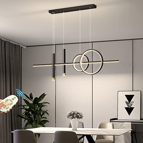 Lanekd LED Pendelleuchten Dimmbar Esstisch Esszimmer Hängeleuchte/Hängelampe Wohnzimmer Küche Hängend Lampe Moderne Kreative Ring Designer Kronleuchter Höhenverstellbar mit Fernbedienung Büro Leuchten