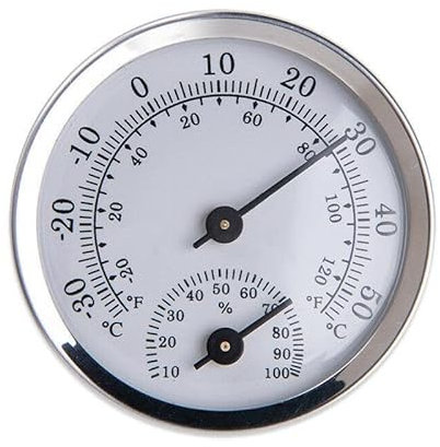 PETSTIBLE Termómetro montado en la pared de plata higrómetro termómetro montado en la pared interior exterior colgante jardín invernadero sala de oficina hogar