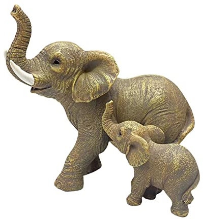 Duiaynke Figuras de elefante de pie de resina para decoración de mesa, oficina, hogar, recuerdos, regalos coleccionables (amarillo profundo, 8 x 5 x 7 pulgadas)