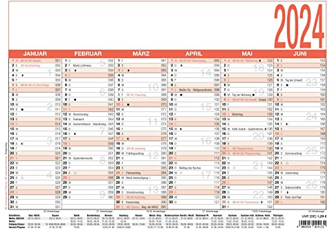 ZETTLER Arbeitstagekalender 2024, im Format A4 (29,7 x 21 cm), Jahreskalender im Plakatformat, mit Ferienterminen