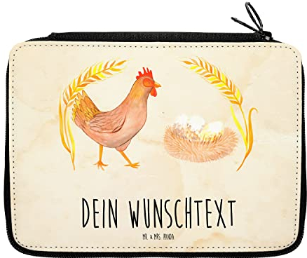 Mr. & Mrs. Panda Personalisierte Federmappe Huhn Stolz - Geschenke, PersonalisierteS Federmäppchen, Spruch, mit Namen, Bauernhof, Hahn, Stifte Etui, Hof, Stiftetasche, Henne, Eier