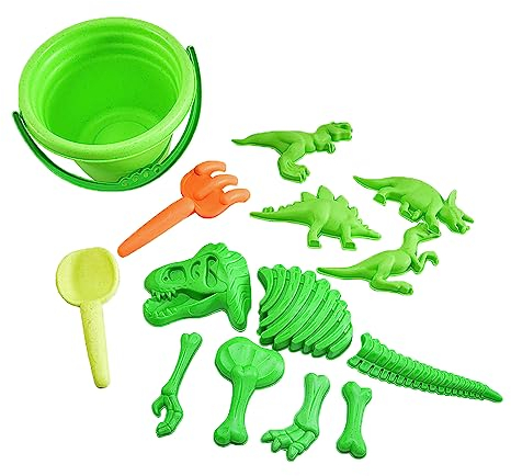 Kögler 90535 - Set de moules à Sable en bioplastique avec des Motifs de Dinosaures, 8 pièces avec moules à Sable et Accessoires, pour s'amuser dans Le bac à Sable et à la Plage