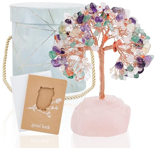 ZenBless 7 Chakra Healing Crystals Stones Tree of Life, Feng Shui Money Tree,Little Fake Bonsai Zen Spiritual Home Living Room Cubicle Office Desk Decor and Accessories for Women(Mix)