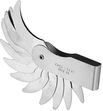 Konkave Lehre, Radiuslehre, R0,3–1,5/ R1–6,5/ R7–14,5/ R15–25//R25–50/R52–100 Mm Edelstahl-Radiusrillenlehre (R1–6,5 Mm), Staubwedel Mm) (R25-50MM)