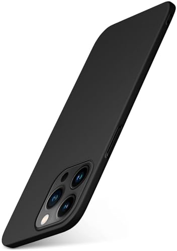 moex für iPhone 15 Pro Hülle Ultra Dünn, Schutzhülle mit erhöhtem Kameraschutz, Slim Cover Hardcase Backcover, Dünnste Handyhülle Minimalistisch Alpha Case, Matt Schwarz