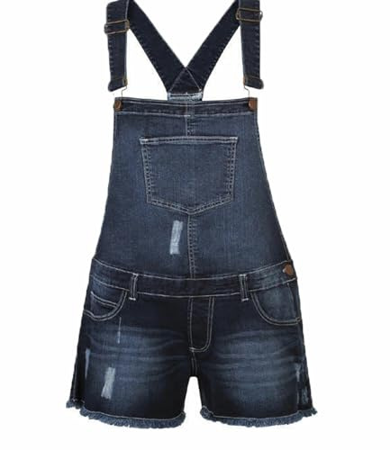 Indigo Soul Monika Women’s Denim Dungaree Dress – Adjustable Stretch Jumpsuit Pinafore – Casual Mini Jean One-Piece Overalls