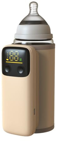 Tragbare Reise-Flaschenwärmer, Asudaro 18W USB Babykostwärmer Milcherhitzer mit Batterie mit Lichtern Milchflaschenwärmer 6 einstellbare Temperaturen 42 ℃ Smart Heizung Thermostat 8000 mAh