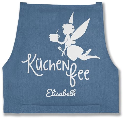 Geschenk mit Namen personalisiert by Shirtracer - Schürze - Damen Frauen - Küchenfee mit Name I Kochschürze Küchenfee