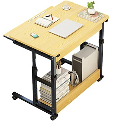 Mobiler Stehpult, Verstellbarer Computer, Rollender Laptop-Tablett, Tisch, Sofa, Beistellwagen, Tragbar, Mit Rollen, Höhe Über Dem Bett (Gelb)