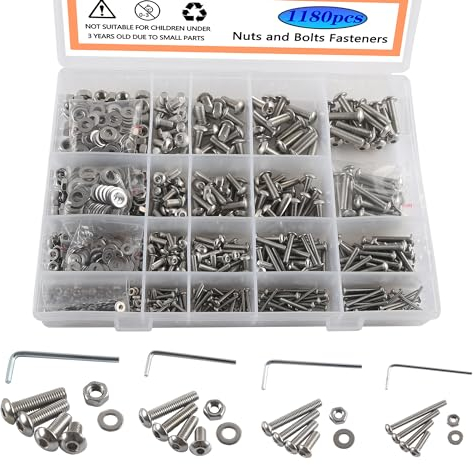 Rshuhx Set di Bulloni e Dadi M2 M3 M4 M5 - Viti a Testa Incassata in Acciaio Inox 304 - Filettatura Metrica Esagonale per Parti Meccaniche