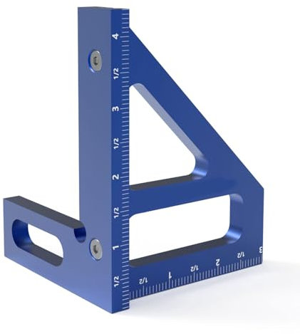 Hapivida Woodworking Square Protractor, Aluminum Alloy 45/90° Miter Triangles Ruler 3D Multi-Angle Measuring Tool for Carpenter Engineer(Blue)