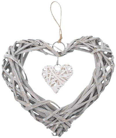 Weidenkranz in Herzform, Rattanherz | für Hochzeit | Fotorahmen, Herzdekoration, Wanddekoration, Naturweide für Hochzeit