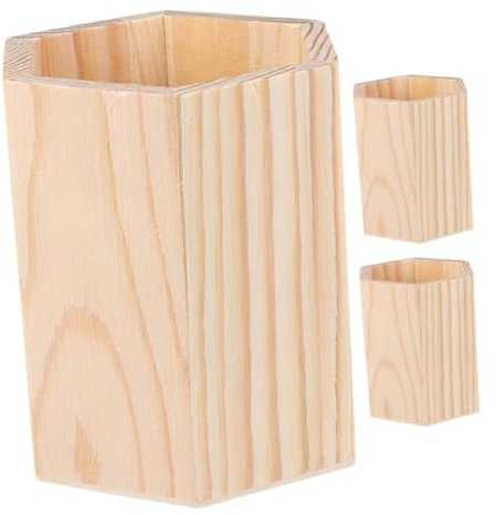PAMINGONO 3 stücke Holz Stift Unfinished Schreibtisch Lagerung Box Schreibtisch Stift Veranstalter