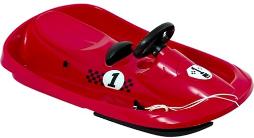 Hamax | Lenkschlitten | SNO Formel Rot | Kältebeständiges Polyethylen | 95 cm | Action auf der Rodelbahn