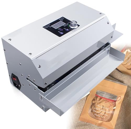 WEIMILOR Macchina Sigillatrice a Nastro Continuo, Sigillatrice a Nastro per Sacchetti Automatica Orizzontale, con Temperatura e velocità Regolabili, per Tipi di Sacchetti di imballaggio in Plastica