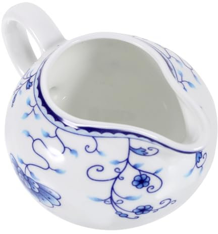 Didiseaon Pichet à Lait en Porcelaine Bleue Décor Traditionnel 170 ML avec Bec Verseur Ergonomique Et Poignée, Petit Pichet Céramique pour Sirop D'érable, Jus Et Lait, Service La Cuisine Et Table