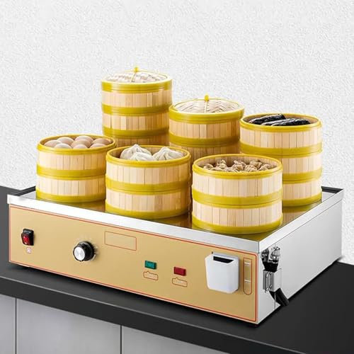 Vaporiera Elettrica, Vaporiera In Acciaio Inox, Vaporiera Per Alimenti Porosi, Temperatura Costante 30-110 °C, Macchina Per Scaldare Panini Al Vapore Per La Colazione(6Holes)